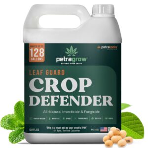 petragrow crop defender leaf guard super concentrate pesticide, miticide, plant fungicide, insecticide for indoor plants, spider mite spray, powdery mildew spray for plants - 1 gal