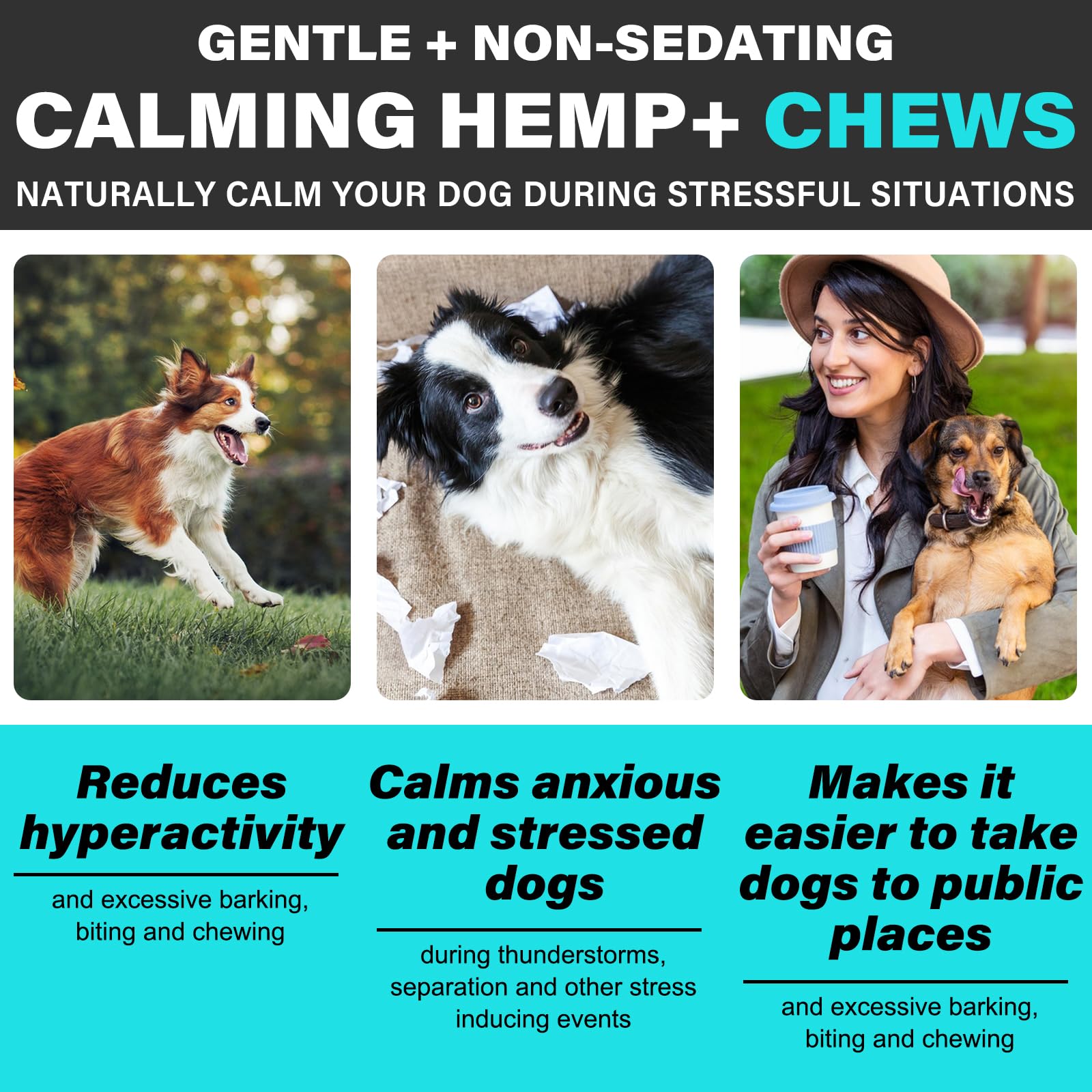 Hemp Calming Chews for Dogs 150 Count (11.6 oz), Dog Calming Treats, Helps with Dog Anxiety, Separation, Barking, Stress Relief, Melatonin for Dogs, Sleep Calming Aid, for All Breeds & Sizes