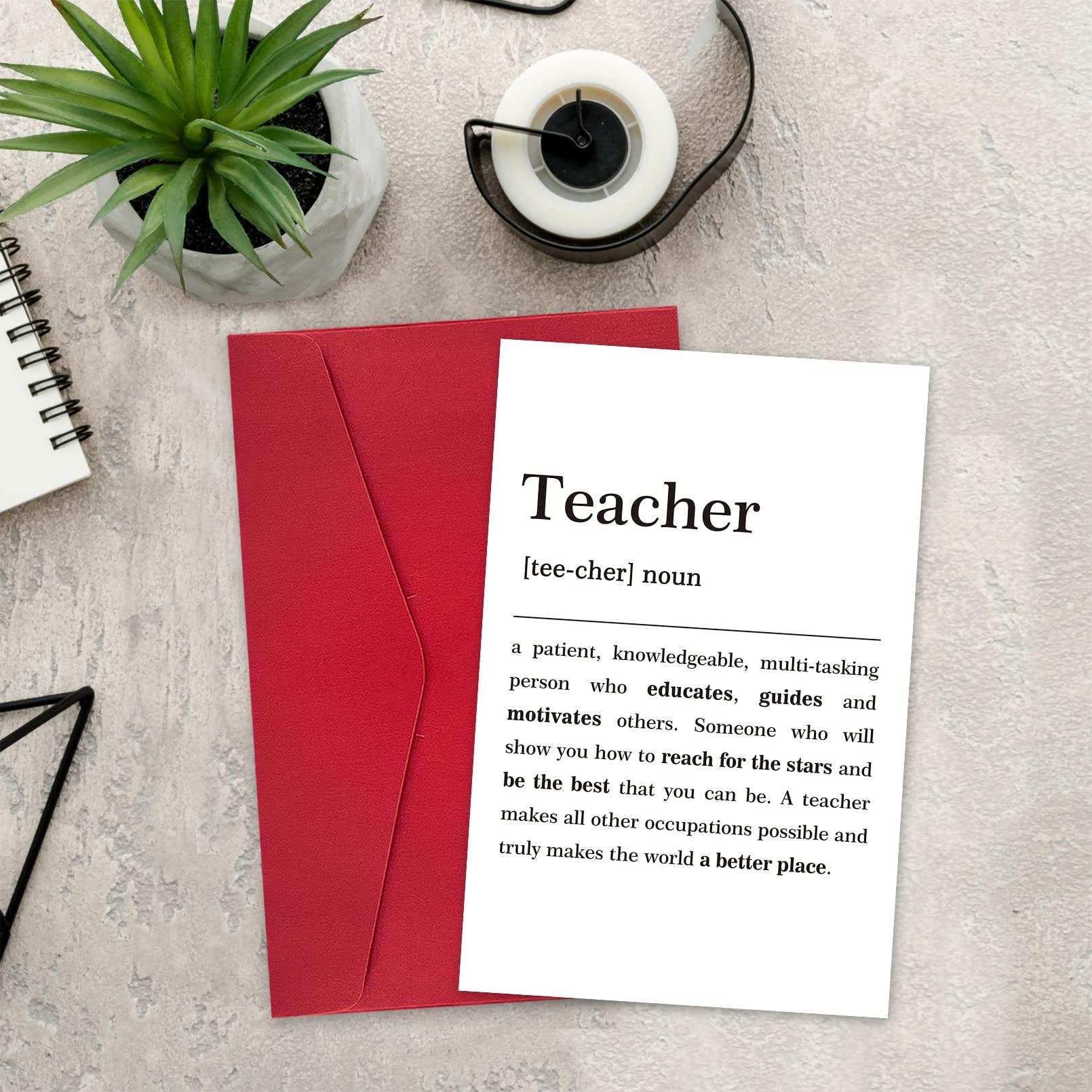 Unique Teacher Definition Card, Graduation Thank You Card, Teacher Appreciation Card, Card for Teacher's Birthday