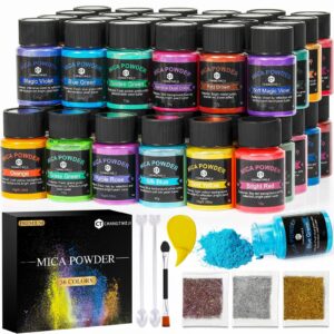 changtikeji mica powder，36 colors - 10g/bottle of natural pigment powder for epoxy resin，soap making，candle making,lip gloss,car freshies,dye,nail polish,bath bombs