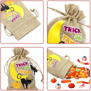 WorldBazaar Halloween Burlap Candy Bags 24PCS Halloween Burlap Treat Bags 4“ X 6” Halloween Linen Goodie Bags Wrapping Decorative Bags for Halloween Party Favors