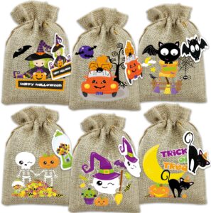 worldbazaar halloween burlap candy bags 24pcs halloween burlap treat bags 4“ x 6” halloween linen goodie bags wrapping decorative bags for halloween party favors