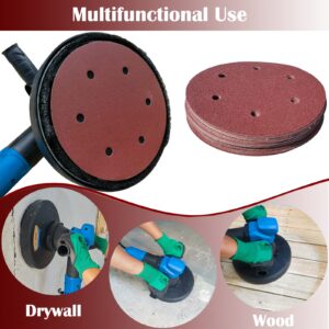 100 PCS 9-Inch 6-Hole Drywall Sanding Discs Set - 60 80 120 150 240 Grits Sandpaper, 9" Aluminum Oxide Hook-and-Loop Drywall Sander Paper for Power Drywall Sander