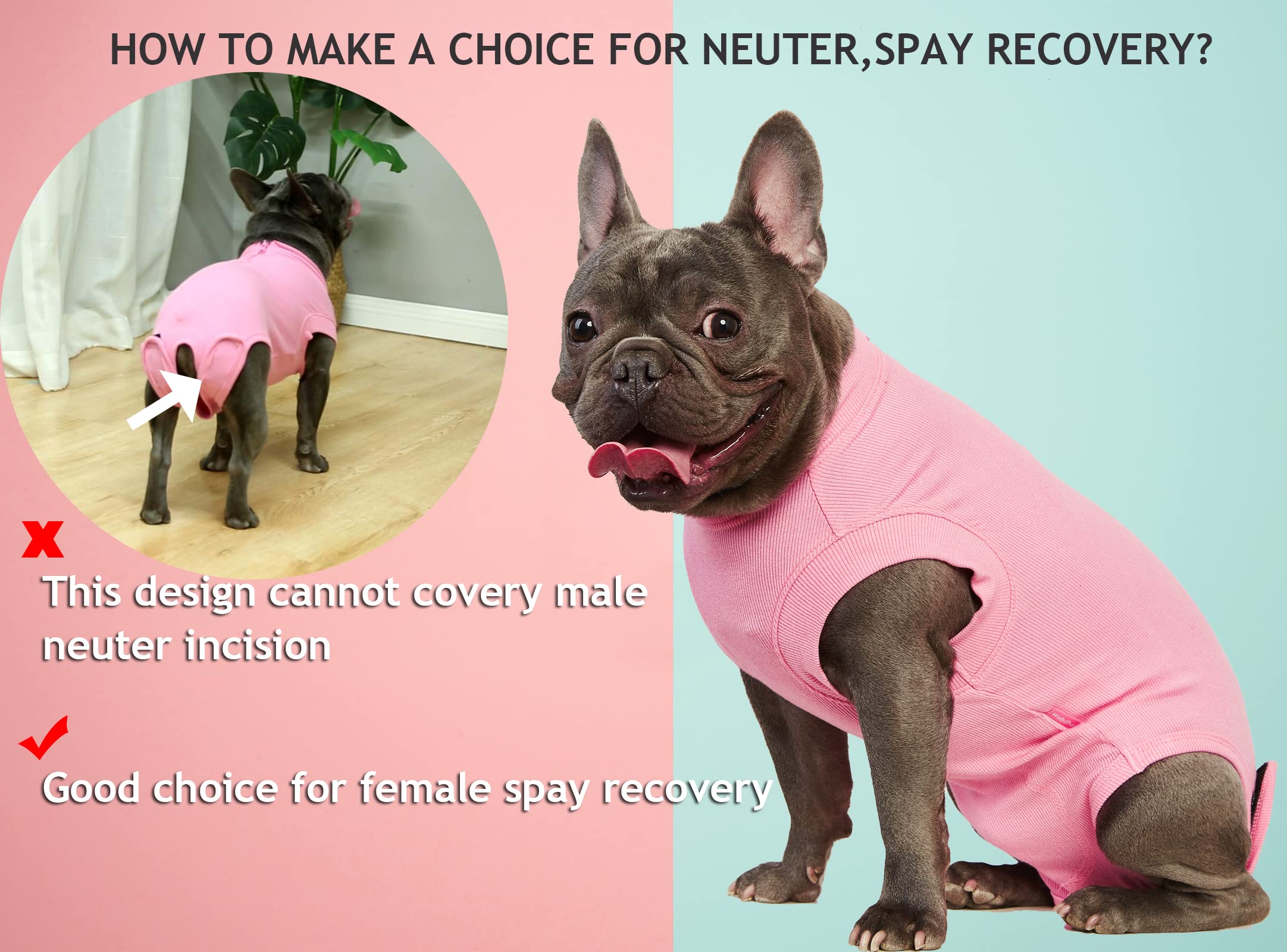 Wabdhaly Dog Surgery Recovery Suit for Female Spay,Puppy Surgical Recovery Zip Up Suit,Anti-Licking Bodysuit for Abdominal Wounds,Cone Alternative Recovery Blank Suit for Dogs