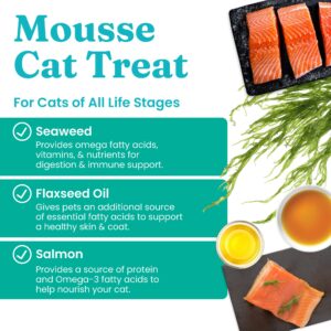 Solid Gold Lickable Cat Treats - Salmon SeaMeal Squeeze Squeezable Cat Treats for Indoor Cats 30 Pack - Made with Fiber-Rich Seaweed for Digestive Health for Immune Support - 3 oz / 30 Count