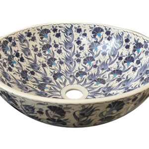 Bathroom Floral Vessel Sink, Ceramic Countertop Basin, Bowl Sink, Lavatory, Bathroom Remodel, Restroom Washbasin, Sink for Cafe, Washstand