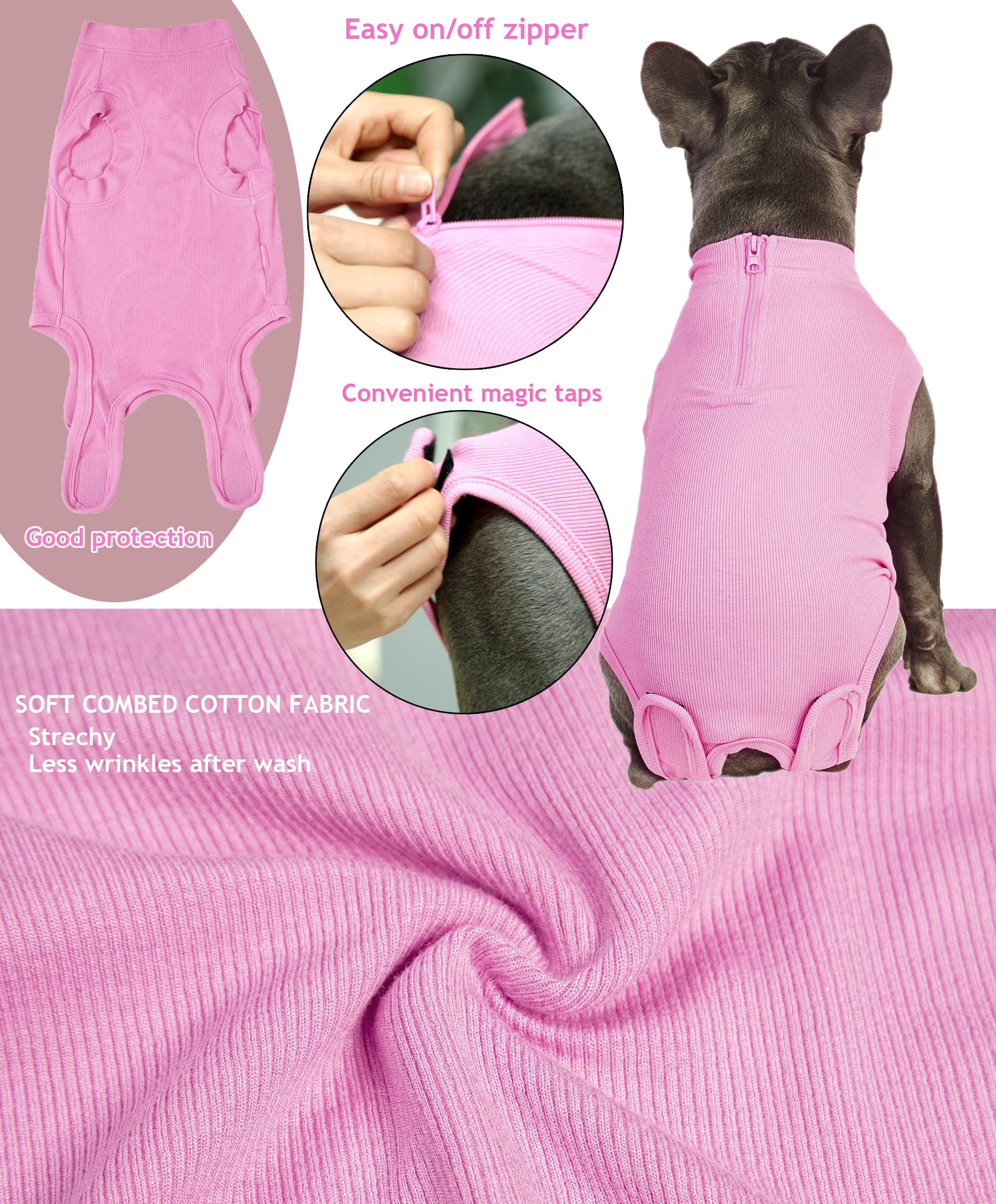 Wabdhaly Dog Surgery Recovery Suit for Female Spay,Puppy Surgical Recovery Zip Up Suit,Anti-Licking Bodysuit for Abdominal Wounds,Cone Alternative Recovery Blank Suit for Dogs