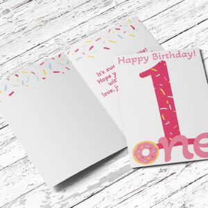 Red Door Inspirations One Sweet Birthday, First Birthday Card for 1 year old Daughter, Niece, Granddaughter, Cousin,or Friend. Single Greeting Card with Envelope. (ONE Sweet BIrthday)