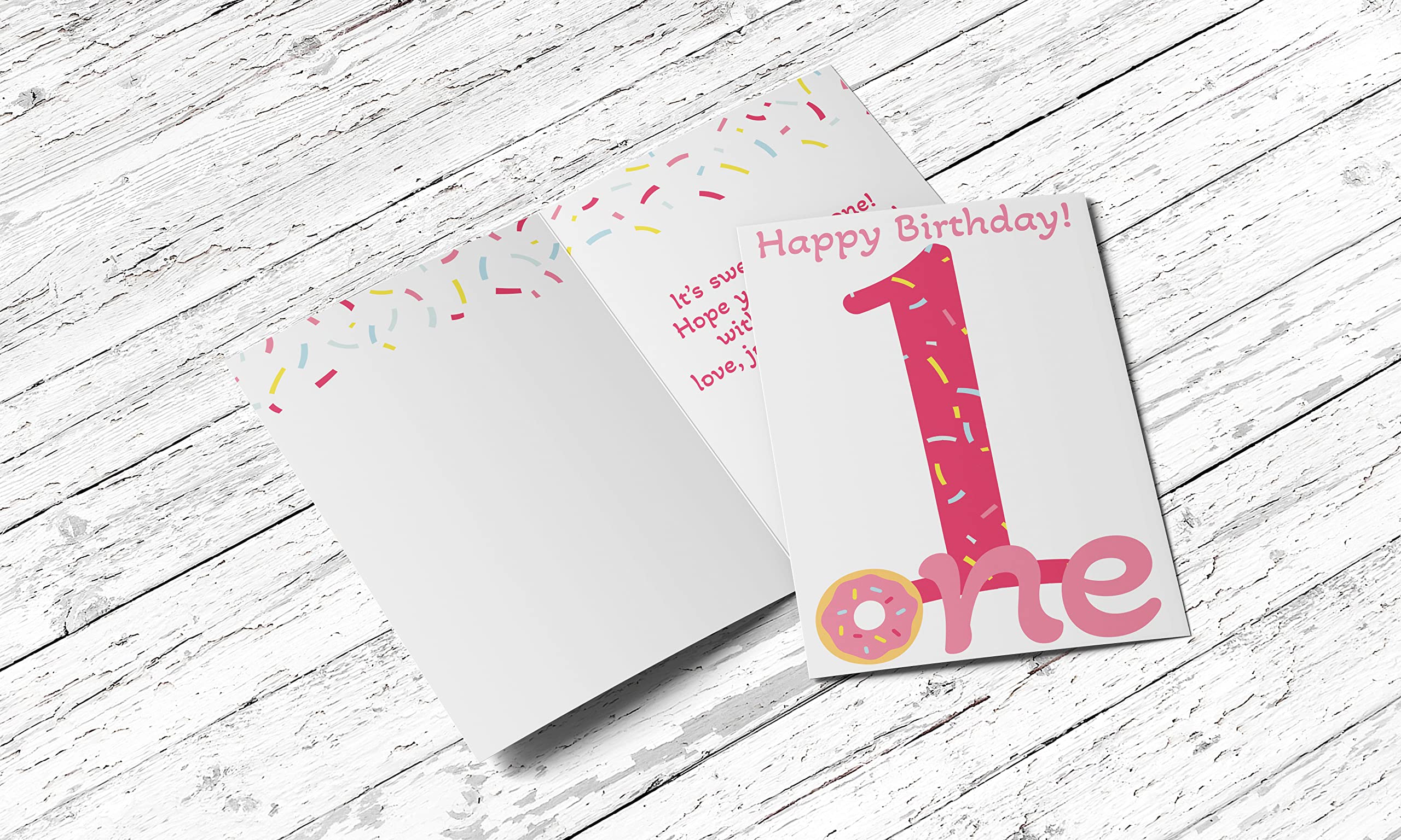 Red Door Inspirations One Sweet Birthday, First Birthday Card for 1 year old Daughter, Niece, Granddaughter, Cousin,or Friend. Single Greeting Card with Envelope. (ONE Sweet BIrthday)