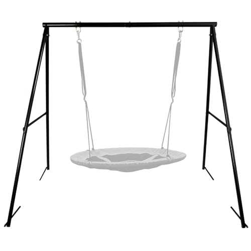 Hishine Swing Stand for Porch Outdoor Heavy Duty Swing Frame, Full Steel Metal Frame with 4 Ground Pegs, 71" Height Holds Up to 550lbs, Black (Swing NOT Included)