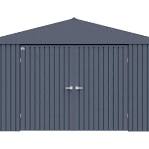 Arrow Shed Elite 14' x 12' Outdoor Lockable Gable Roof Steel Storage Shed Building, Anthracite