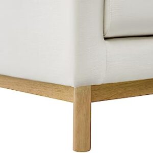 Meridian Furniture 157Cream-L Langham Collection Mid-Century Modern Linen Textured Fabric Upholstered Loveseat, Cream Linen Textured Fabric, Natural Finish Wood Base, 66" W x 33.5" D x 33" H, Cream