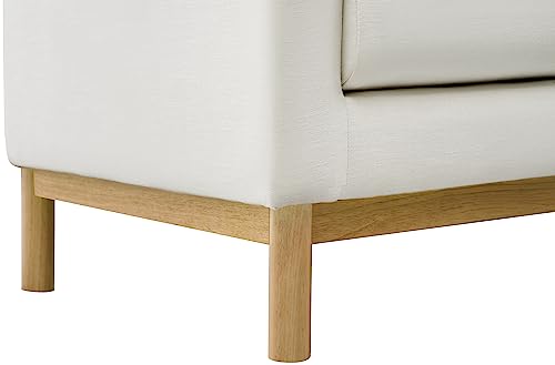 Meridian Furniture 157Cream-L Langham Collection Mid-Century Modern Linen Textured Fabric Upholstered Loveseat, Cream Linen Textured Fabric, Natural Finish Wood Base, 66" W x 33.5" D x 33" H, Cream