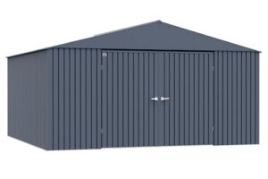 arrow shed elite 14' x 14' outdoor lockable gable roof steel storage shed building, anthracite