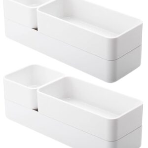 RAUVOLFIA Plastic Drawer Organizer Set, Bathroom Vanity Drawer Organizer Trays Dividers, Versatile Storage Bins for Makeup, Jewelry and Office, Desk, Bathroom, Bedroom, Kitchen (White-6 Pack)