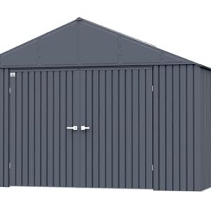 Arrow Shed Elite 12' x 16' Outdoor Lockable Gable Roof Steel Storage Shed Building, Anthracite