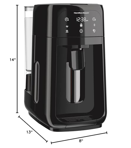 Hamilton Beach One Press Programmable Dispensing Drip Coffee Maker with 12 Cup Internal Brew Pot, Removable Water Reservoir, Black Next Gen (47600)