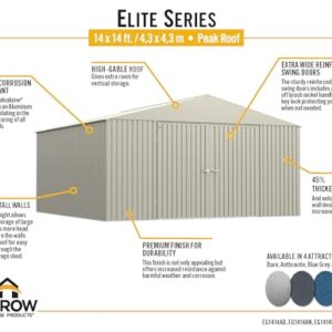 Arrow Shed Elite 14' x 14' Outdoor Lockable Gable Roof Steel Storage Shed Building, Anthracite