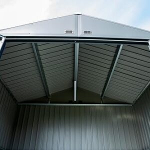 Arrow Shed Elite 14' x 14' Outdoor Lockable Gable Roof Steel Storage Shed Building, Anthracite