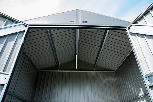 Arrow Shed Elite 14' x 14' Outdoor Lockable Gable Roof Steel Storage Shed Building, Anthracite