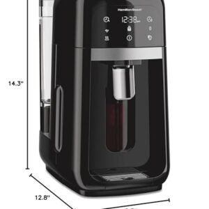 Hamilton Beach One Press Programmable Dispensing Drip Coffee Maker with 14 Cup Internal Brew Pot, Removable Water Reservoir, Black Next Gen (47601)