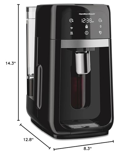 Hamilton Beach One Press Programmable Dispensing Drip Coffee Maker with 14 Cup Internal Brew Pot, Removable Water Reservoir, Black Next Gen (47601)