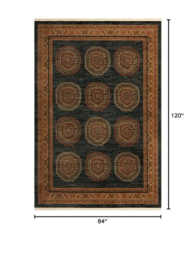 Rugs.com Kashkuli Gabbeh Collection Rug – 7' x 10' Blue Medium Rug Perfect for Bedrooms, Dining Rooms, Living Rooms