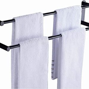 XHALERY Simple Shelf, Double Tea Towel Holder for Hanging Over The Kitchen Cupboard Door - 41Cm/16.14Inch Towel Rack - No Drilling Necessary - Also Suitable As a Bath Towel Rail/Black/71CM