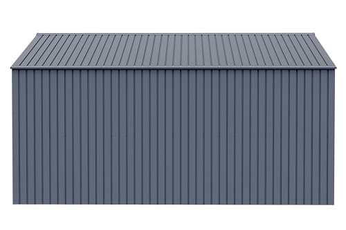 Arrow Shed Elite 14' x 14' Outdoor Lockable Gable Roof Steel Storage Shed Building, Anthracite