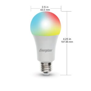 Energizer Connect Smart A19 LED White & Multi-Color RGB Light Bulbs with Voice Control and Remote Access Through Your Smartphone | Compatible with Alexa and Google Assistant, 2 Pack