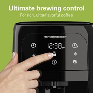 Hamilton Beach One Press Programmable Dispensing Drip Coffee Maker with 12 Cup Internal Brew Pot, Removable Water Reservoir, Black Next Gen (47600)