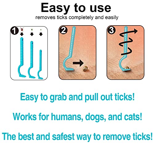 Tick Remover Tool for Dogs, Cats, and Humans - Painlessly Remove Ticks in Seconds - Set of 3 Tick Hooks, Including Storage Box