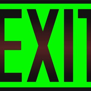 OSHA Photoluminescent Exit Sign | Pack of 2 | UV Inks on Aluminum | HEAT Resistant | COLD Tolerant | WEATHER Proof. NightBright USA Part: OCR-050 II