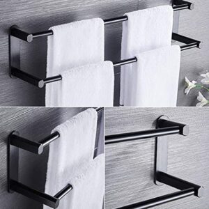 XHALERY Simple Shelf, Double Tea Towel Holder for Hanging Over The Kitchen Cupboard Door - 41Cm/16.14Inch Towel Rack - No Drilling Necessary - Also Suitable As a Bath Towel Rail/Black/71CM