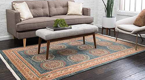 Rugs.com Kashkuli Gabbeh Collection Rug – 7' x 10' Blue Medium Rug Perfect for Bedrooms, Dining Rooms, Living Rooms