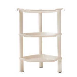 3 Tier Shower Caddy Organizer Shelf Corner, 13.5 x 10 x 26 Inches, Rustproof, Plastic Shower Rack Stands for Inside Bathroom, Bathtub, Shower pan, Beige (Round Slot Beige 3 Tier)