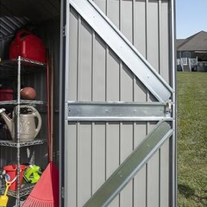 Arrow Shed Elite 14' x 14' Outdoor Lockable Gable Roof Steel Storage Shed Building, Anthracite