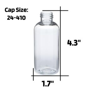 OAK & SAGE 2 Boston Round PET Plastic Bottles - 4oz - Clear - Recyclable - 24/410 Neck Closure - 2 Total