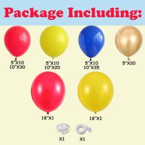 Princess Balloon Garland Arch Kit 137pcs Red Blue Yellow Latex Balloons for Girl's Birthday Baby Shower Princess Theme Party Decorations (Red Blue Yellow)