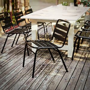 Flash Furniture Lila Commercial Black Indoor-Outdoor Restaurant Stack Chair with Triple Slat Back