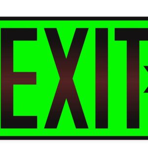 OSHA Photoluminescent Exit Sign | Pack of 2 | UV Inks on Aluminum | HEAT Resistant | COLD Tolerant | WEATHER Proof. NightBright USA Part: OCR-050 II