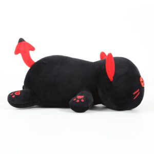 Onsoyours Cute Kitten Plush Toy Stuffed Animal Black Kitty Soft Anime Cat Plush Pillow for Kids (Devil Cat, 12")