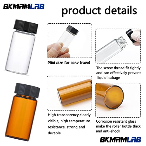 BKMAMLAB 30ml Clear Small Glass Vials 30pcs with Screw Caps(30pcs)