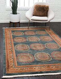 rugs.com kashkuli gabbeh collection rug – 7' x 10' blue medium rug perfect for bedrooms, dining rooms, living rooms