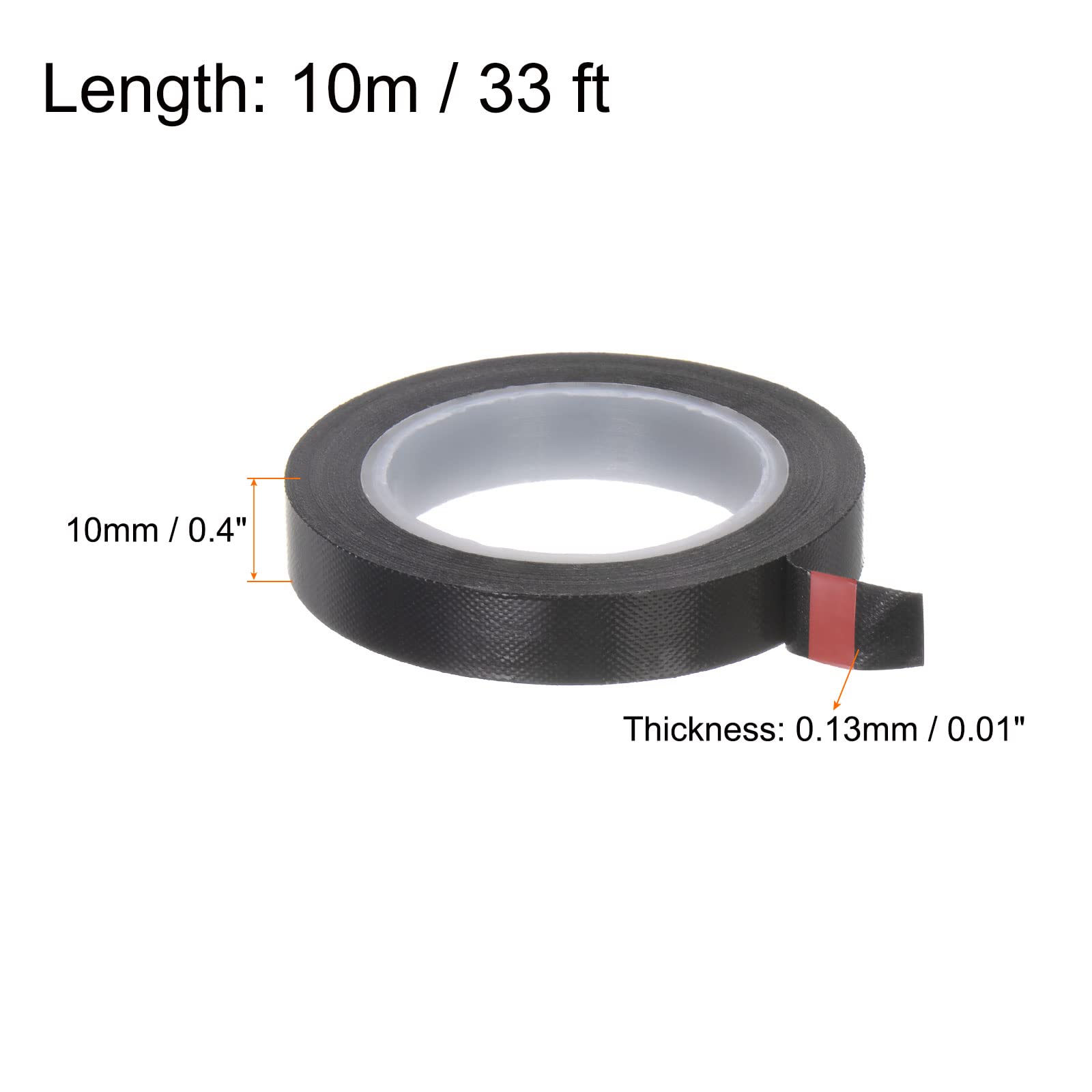 HARFINGTON Fabric PTFE Tape Roll, 0.4" x 33 ft High Temperature PTFE Adhesive Tape 0.13mm Thickness for Vacuum Sealer Machine Hand Impulse Sealers, Black