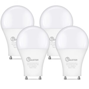 cfmaster gu24 led light bulb, 5000k daylight, 9w(100w equivalent), 800 lumens, a19 shape gu24 led bulbs, twist and lock gu24 pin base with two prongs, non-dimmable, ul etl certificated(4-pack)