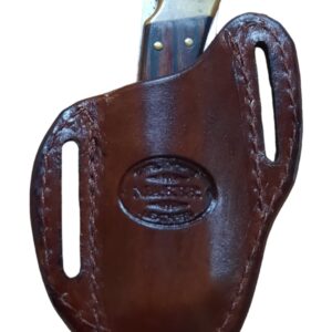 Leather Pocket Right Hand Knife Sheath for Buck 110 or 112 Knife, Folding Pancake Style Knife Holder, Brown