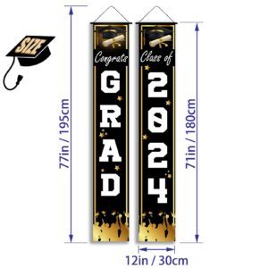 Class of 2024 Graduation Decorations, Black Congrats Graduation Banner Party Supplies - Graduation Party Class of 2024 Graduation Decorations for Any Schools or Grades