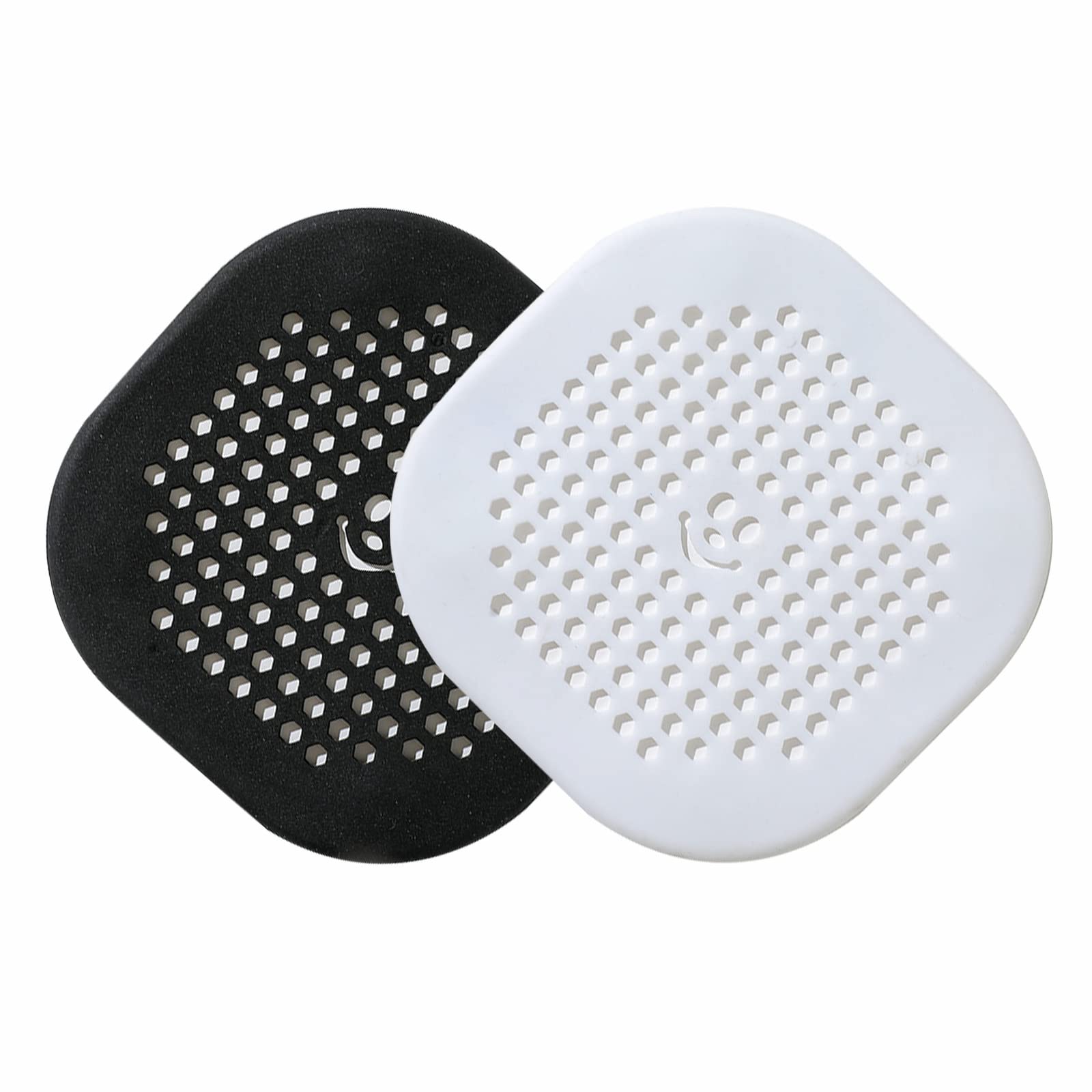 Shower Drain Hair Catcher, Hair Drain Catcher with Suction Cups Tub Drain Hair Catcher Hair Stopper for Shower Drain Bathtub Hair Drain Catcher for Bathroom Bathtub Kitchen Sinks (White+Black)