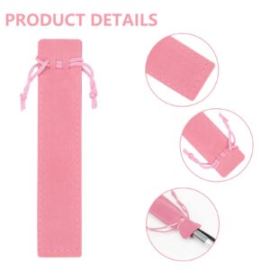 Bekecidi 20 Pieces Velvet Pen Pouch Drawstring Pen Pouch Pen Gift Bags Single Pen Holder Packaging Sleeve for School Office Business Gift (Pink)